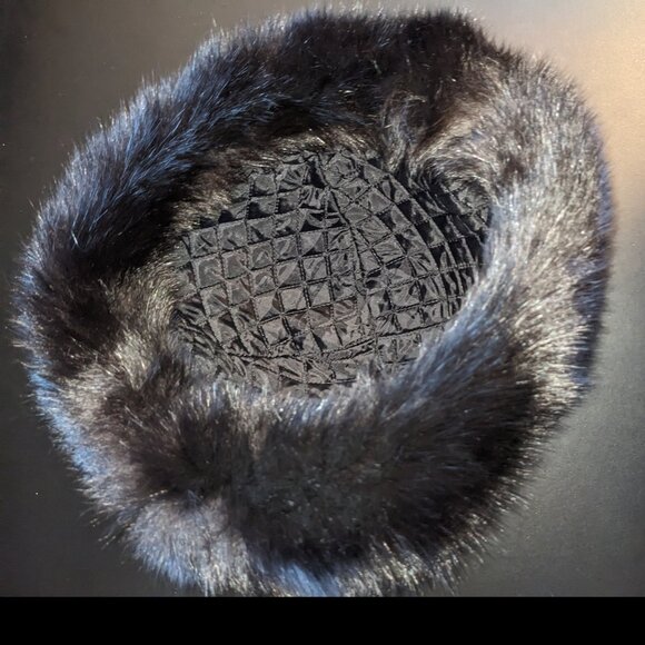 Luxurious Black Mink & Suede Roller Hat by ABC Fur Montreal Paris - New/Unused - Picture 5 of 7